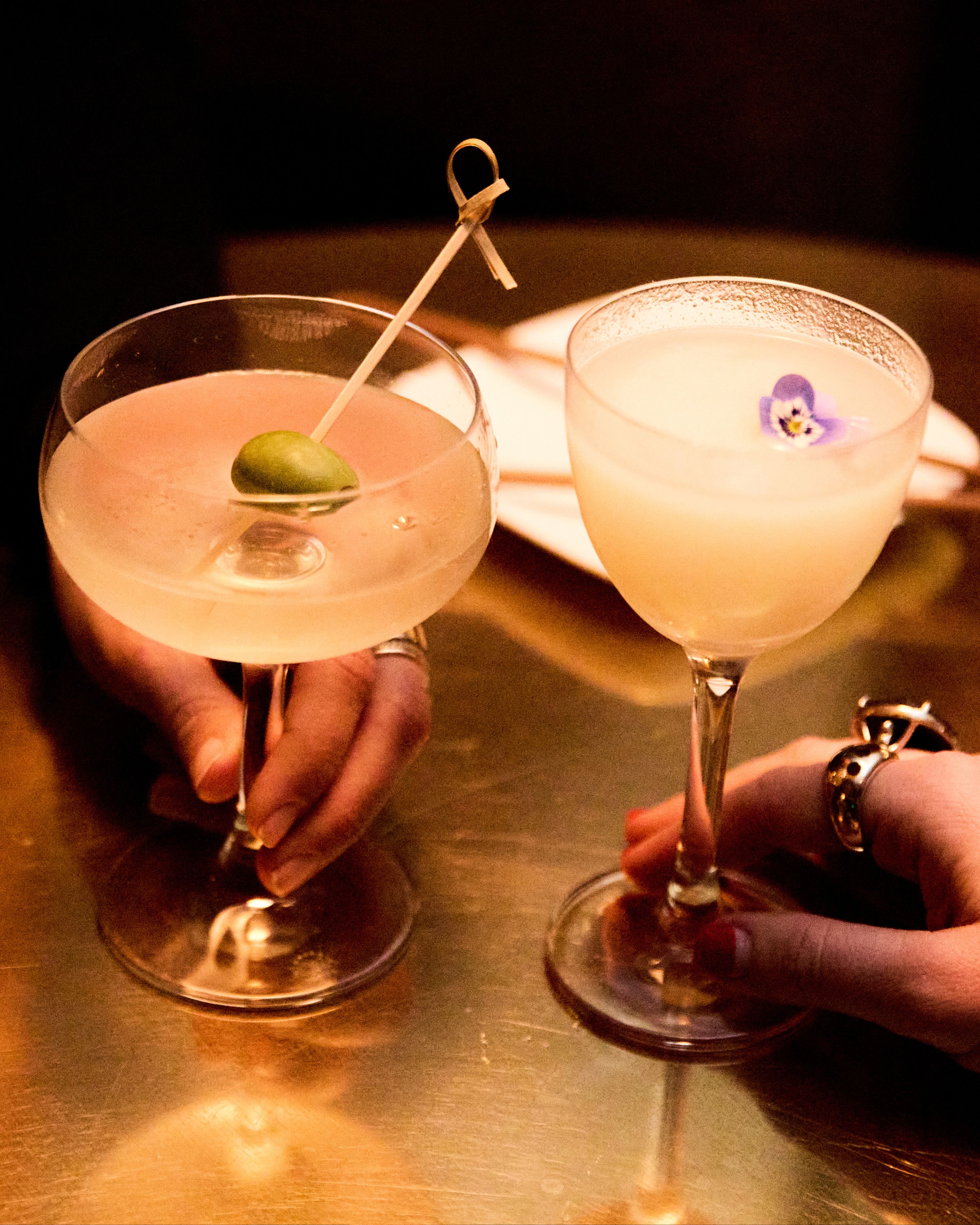 martini with olive and a lychee martini and uchiko miami beach